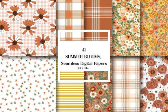 Download SUMMER BLOOMS, Seamless Repeat Pattern - Premium Bundle