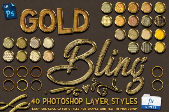 Download Gold Bling Photoshop Layer Styles - Shop Collection