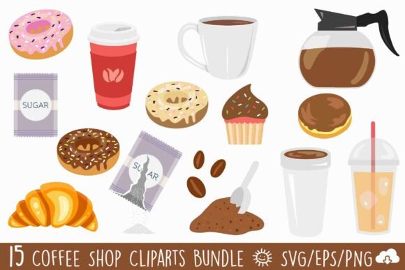 Download Coffee Shop &amp; Bakery Vector Clipart Bund - Shop Collection