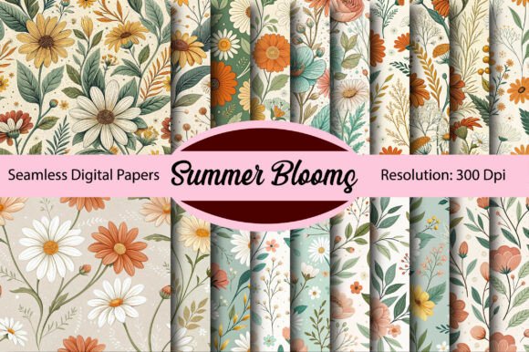 Download SUMMER BLOOMS Seamless Digital Paper - Summer blooms Collection