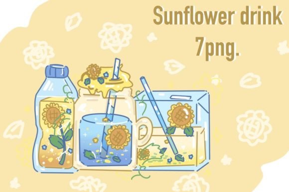 Download Cute Sunflower Drink Png. - Drink png Collection
