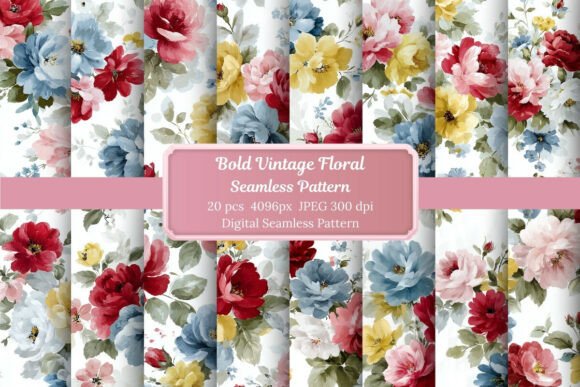 Download Bold Vintage Floral Seamless Pattern. - Vintage floral seamless pattern Collection