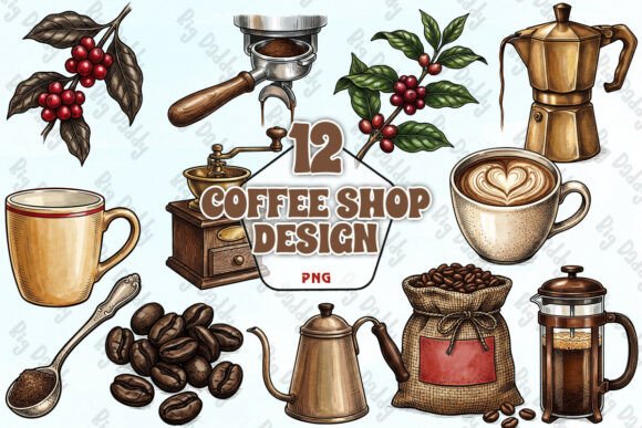 Download Coffee Shop Design Elements PNG - Shop Collection