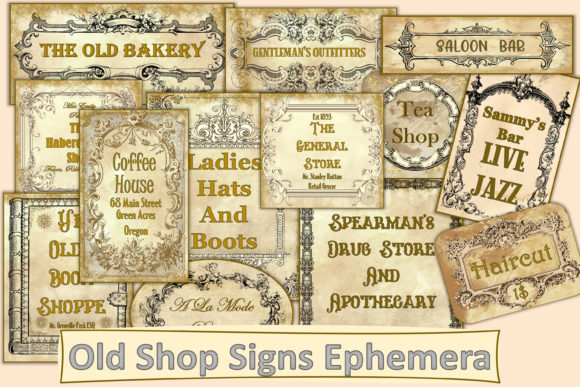 Download Vintage Shop Signs Ephemera. - Shop Collection