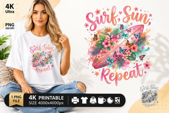 Download Surf Sun Repeat Floral Board - Repeat floral Collection