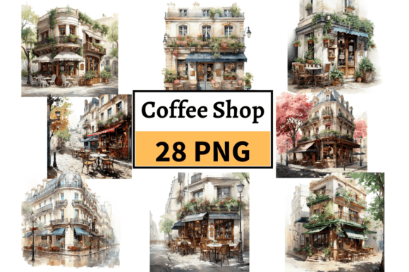 Download Watercolor French Coffee Shop Cliparts - Shop Collection