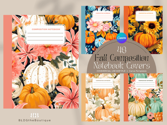 Download 40 Fall Composition Notebook Covers KDP - Covers Collection
